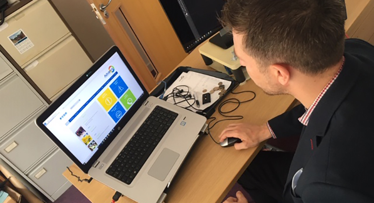 Max testing the new intranet