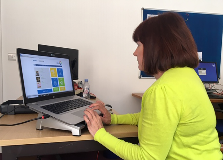 Debbie Neill testing the new intranet